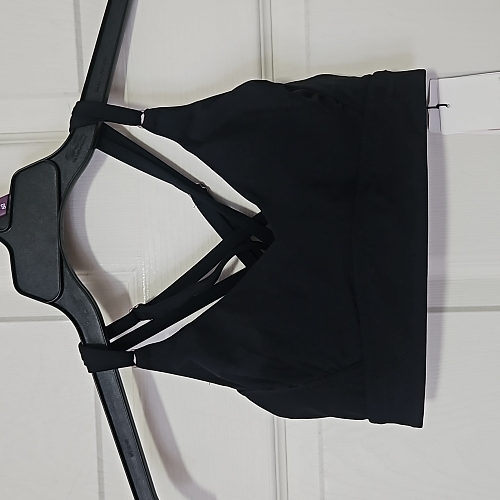 CALIA Women’s Strappy Back Ruched Medium Support Bikini Swim Top: BLACK: SIZE XS